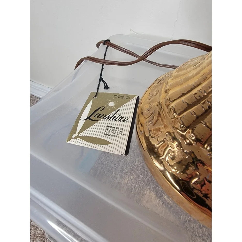 Vintage Lanshire Mantle Clock 22k Gold Hand Painted Self Starting WORKS 13